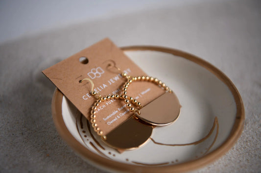 Cecelia Designs Gold Ball Half Moon Hoops Jewelry CECELIA DESIGNS 