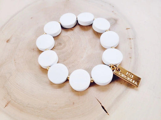 Cecelia Designs White Wood Bracelet Jewelry CECELIA DESIGNS 