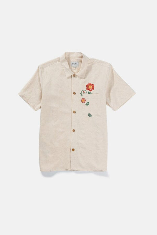 Rhythm Flower Embroidery SS Shirt M Shirts RHYTHM MENS natural XS 