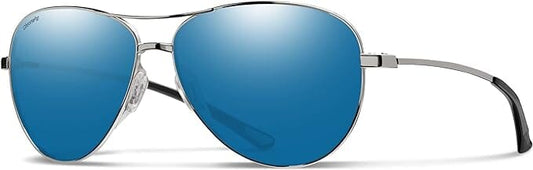 SMITH Langley Silver Frame/ChromaPop™ Polarized Blue Mirror Lens Sunglasses SMITH OPTICS 