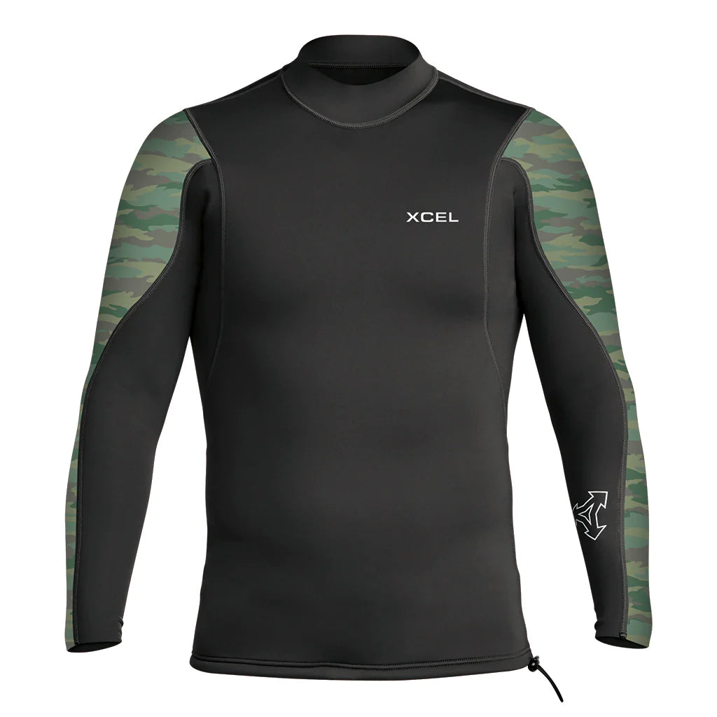 2/1 AXIS FRNTZIP JKT BLACK/CAMO GREEN SUBLIMATION 320 Wetsuits XCEL WETSUITS 