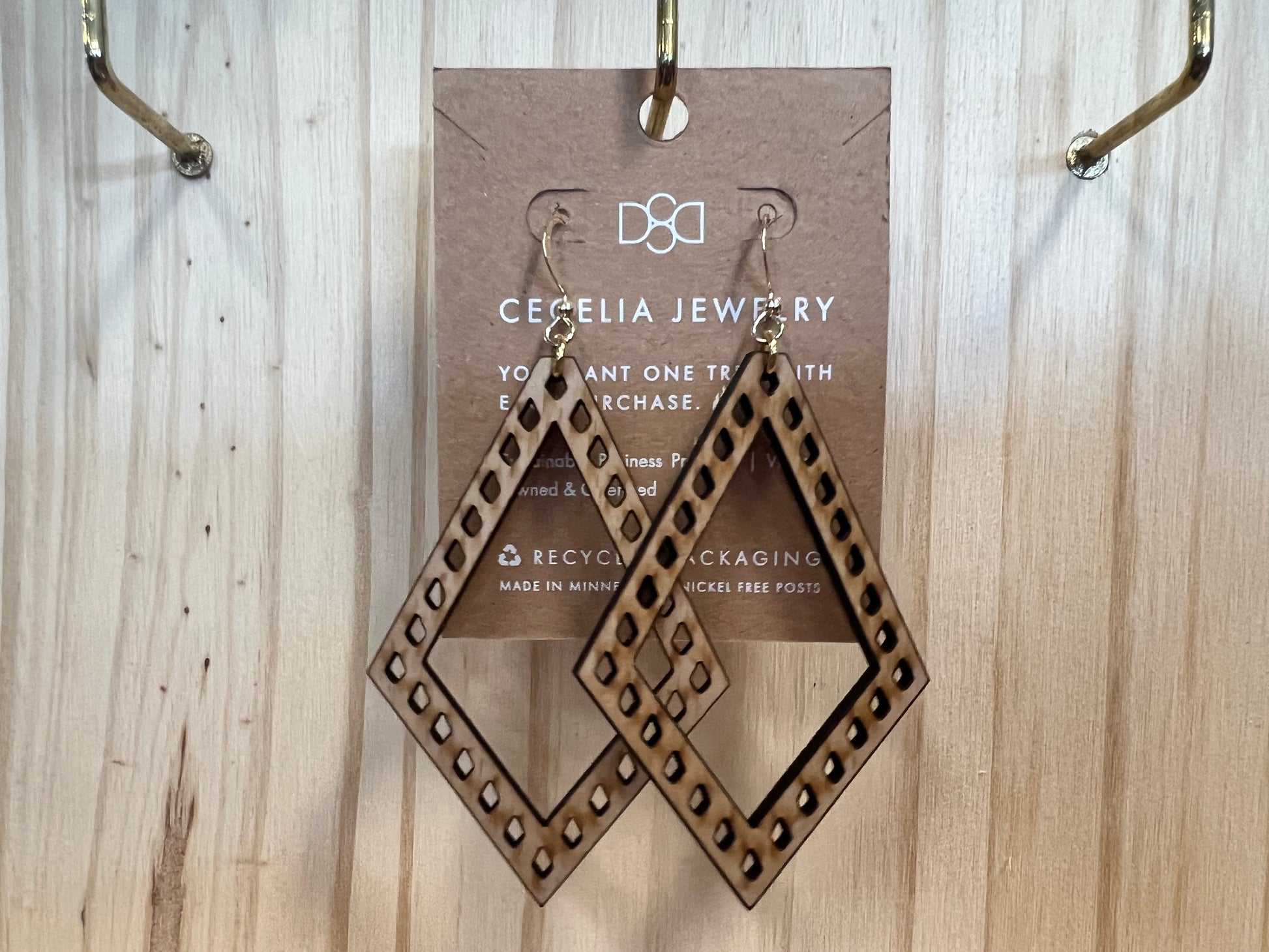 Cecelia Designs Boho Wood Earrings Jewelry CECELIA DESIGNS 