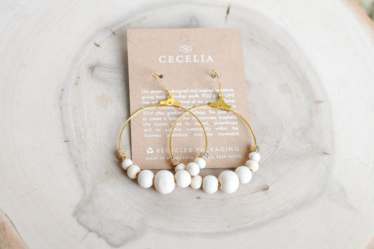 Cecelia Designs Ivory Round Wood Hoops Jewelry CECELIA DESIGNS 
