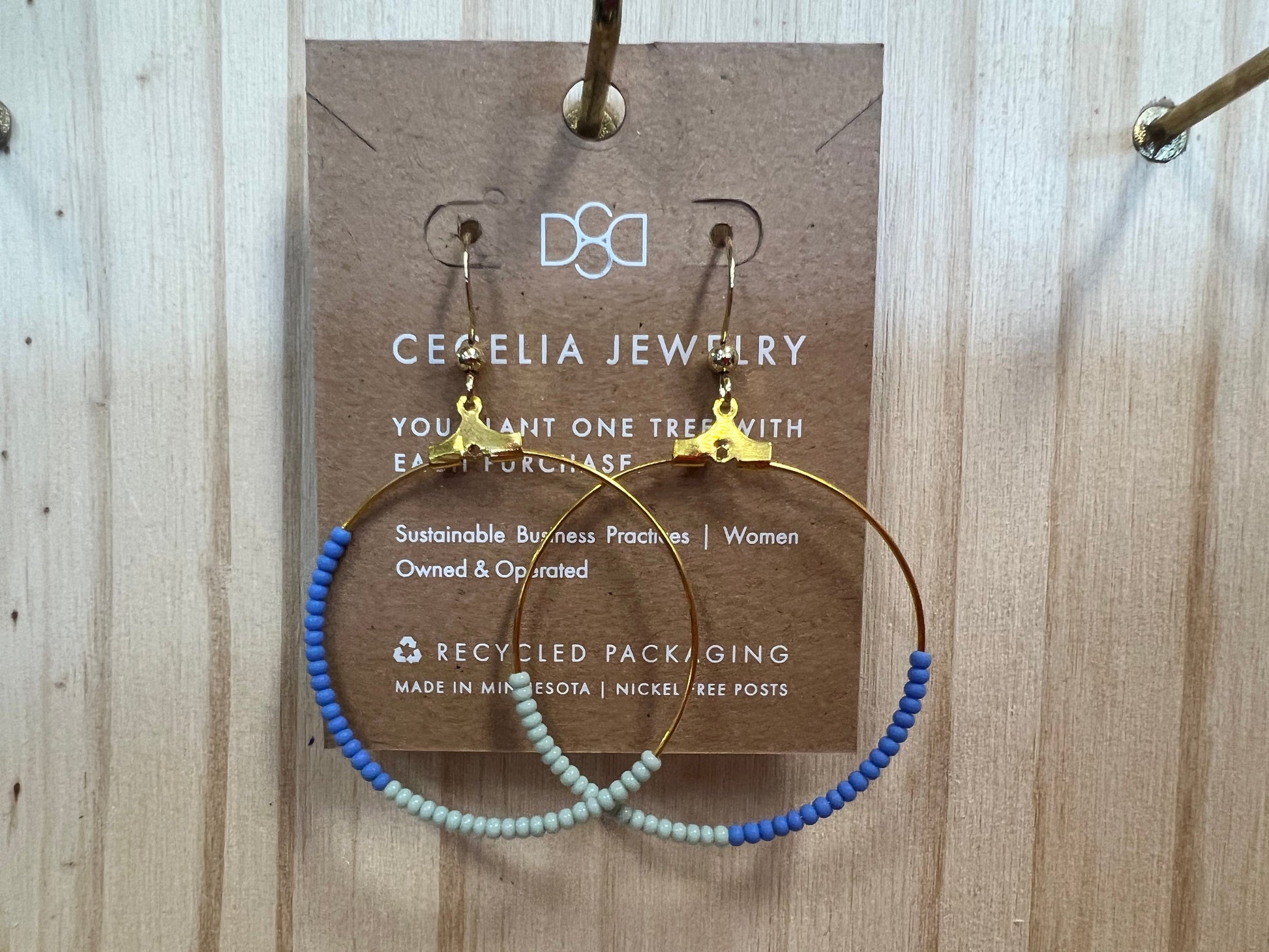 Cecelia Designs Teal & Cornflower Hoop Earrings Jewelry CECELIA DESIGNS 