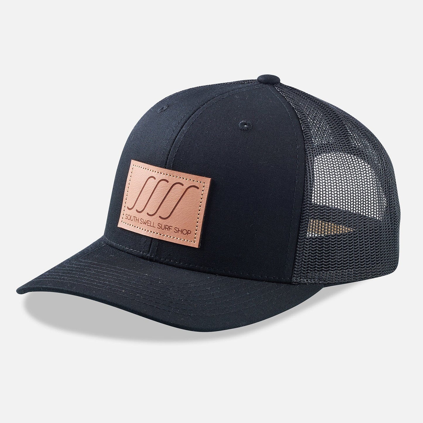 South Swell Leather Patch Trucker Hat Hats SOUTH SWELL Black 