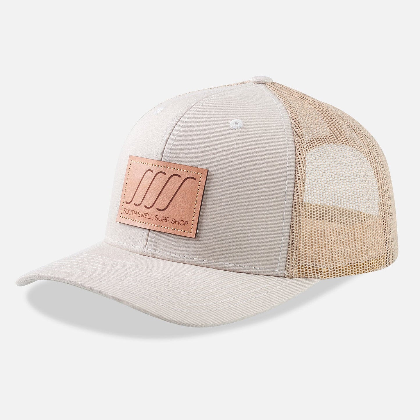 South Swell Leather Patch Trucker Hat Hats SOUTH SWELL Khaki 