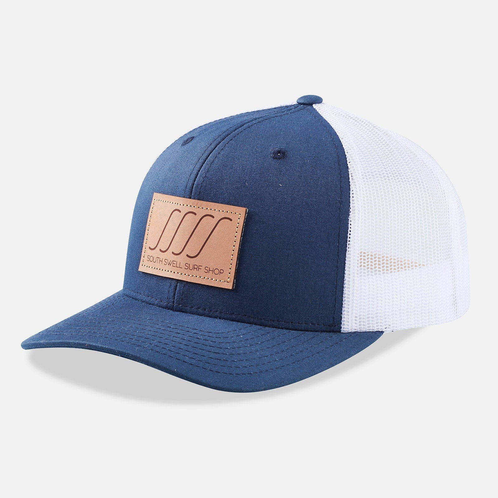 South Swell Leather Patch Trucker Hat Hats SOUTH SWELL Navy 